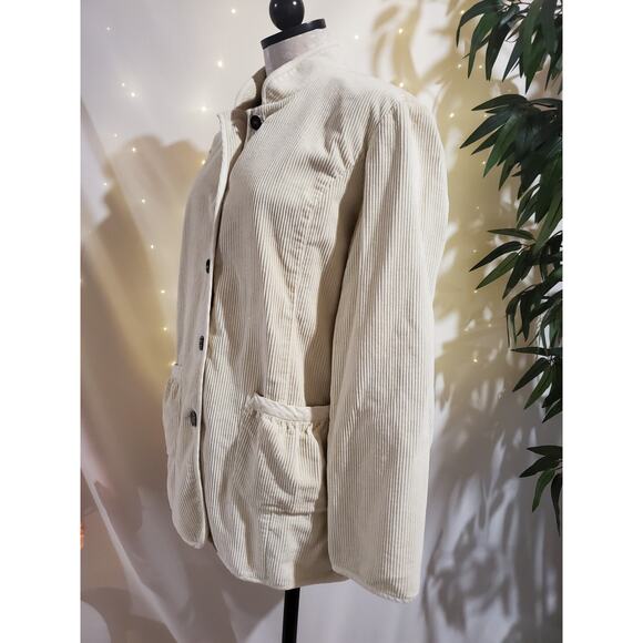 Vtg Orvis Corduroy Button Up Cream Barn Coat Chore Jacket Size S Pockets  Cotton - Picture 4 of 13